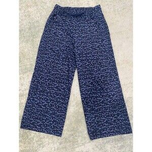 Athleta Blue Sz 4 Avenue Printed Wide Leg Crop Pants Lightweight Pockets